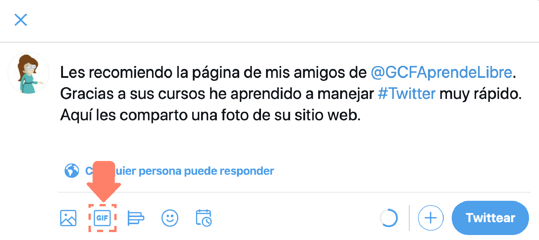 Cómo añadir un gif a un tweet